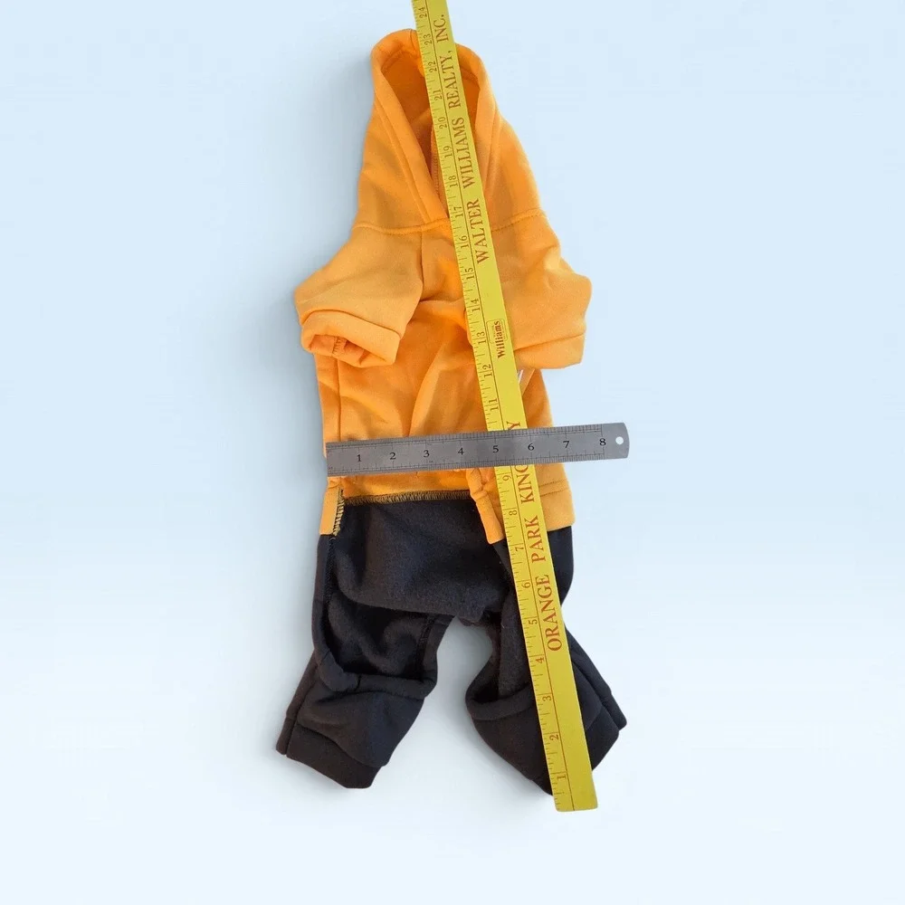 Yellow and Black Pet Jumpsuit Dog Cat‎ Hoodie Pajamas Size L Fleece Lined